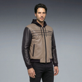 Vintedge - Leather Motorcycle Jacket Men - Sand/Black