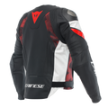 Avro 5 - Men's Motorcycle Leather Jacket - Black/Red-Lava/White