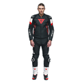Avro 5 - Men's Motorcycle Leather Jacket - Black/Red-Lava/White