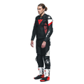 Avro 5 - Men's Motorcycle Leather Jacket - Black/Red-Lava/White
