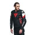 Avro 5 - Men's Motorcycle Leather Jacket - Black/Red-Lava/White