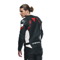 Avro 5 - Men's Motorcycle Leather Jacket - Black/Red-Lava/White