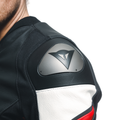 Avro 5 - Men's Motorcycle Leather Jacket - Black/Red-Lava/White
