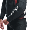 Avro 5 - Men's Motorcycle Leather Jacket - Black/Red-Lava/White