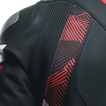 Avro 5 - Men's Motorcycle Leather Jacket - Black/Red-Lava/White