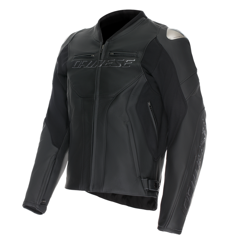 Racing 5 - Men Leather Motorcycle Jacket - Black/Black/Black