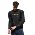 Racing 5 - Men Leather Motorcycle Jacket - Black/Gold