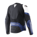 Racing 5 - Men Leather Motorcycle Jacket - White/Blue/Black