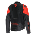 Racing 5 - Men Leather Motorcycle Jacket - Black/Black/Red-Fluo