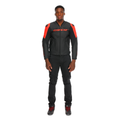 Racing 5 - Men Leather Motorcycle Jacket - Black/Black/Red-Fluo