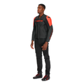 Racing 5 - Men Leather Motorcycle Jacket - Black/Black/Red-Fluo