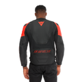 Racing 5 - Men Leather Motorcycle Jacket - Black/Black/Red-Fluo