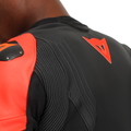 Racing 5 - Men Leather Motorcycle Jacket - Black/Black/Red-Fluo