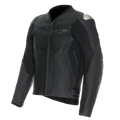 Racing 5 - Men Leather Motorcycle Jacket - Black/Black/Red-Fluo