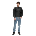 Racing 5 - Men Leather Motorcycle Jacket Short/Tall Fit (S/T) - Black/Black/Black