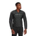 Racing 5 - Men Perforated Leather Motorcycle Jacket Short/Tall Fit (S/T) - Black/Black/Black