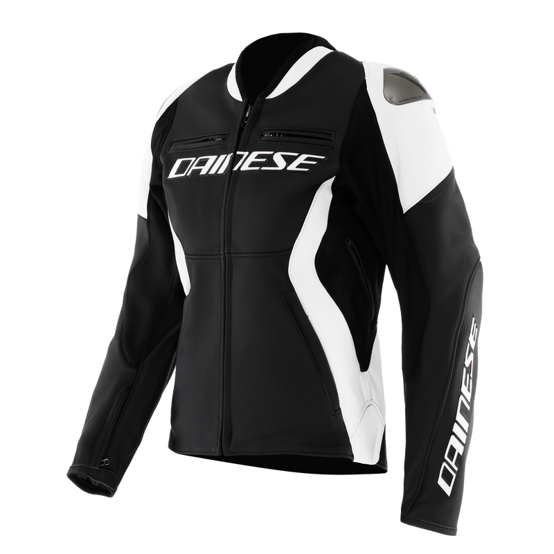 Racing 5 - Women's Leather Motorcycle Jacket - Black/White