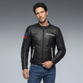 Leggenda -Men Perforated Leather Motorcycle Jacket - Black