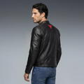 Leggenda -Men Perforated Leather Motorcycle Jacket - Black