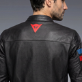 Leggenda -Men Perforated Leather Motorcycle Jacket - Black