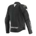 Essential 2 - Men Perforated Leather Motorcycle Jacket - Black/Black/White
