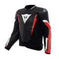 Avro 6 - Leather Motorcycle Jacket Men - Black/Red-Lava/White