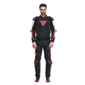 Super Speed 4 - Men Perforated Leather Motorcycle Jacket - Black-Matt/White/Fluo-Red