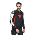 Super Speed 4 - Men Perforated Leather Motorcycle Jacket - Black-Matt/White/Fluo-Red