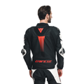 Super Speed 4 - Men Perforated Leather Motorcycle Jacket - Black-Matt/White/Fluo-Red