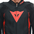 Super Speed 4 - Men Perforated Leather Motorcycle Jacket - Black-Matt/White/Fluo-Red