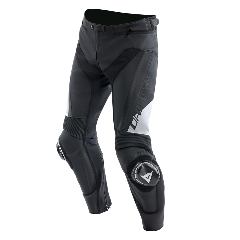 Delta 4 - Men Leather Motorcycle Pants - Black/White
