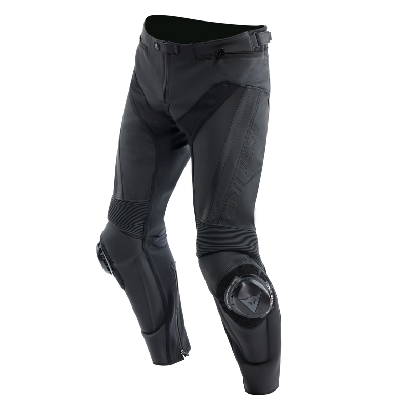 Delta 4 - Men's Motorcycle Leather Short/Tall Pants - Black/Black