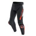 Super Speed - Perforated Leather Motorcycle Pants Men - Black/White/Red-Fluo