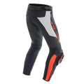 Super Speed - Perforated Leather Motorcycle Pants Men - Black/White/Red-Fluo