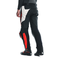 Super Speed - Perforated Leather Motorcycle Pants Men - Black/White/Red-Fluo