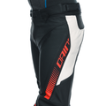 Super Speed - Perforated Leather Motorcycle Pants Men - Black/White/Red-Fluo