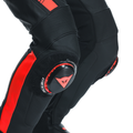 Super Speed - Perforated Leather Motorcycle Pants Men - Black/White/Red-Fluo