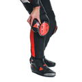Super Speed - Perforated Leather Motorcycle Pants Men - Black/White/Red-Fluo