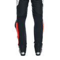 Super Speed - Perforated Leather Motorcycle Pants Men - Black/White/Red-Fluo