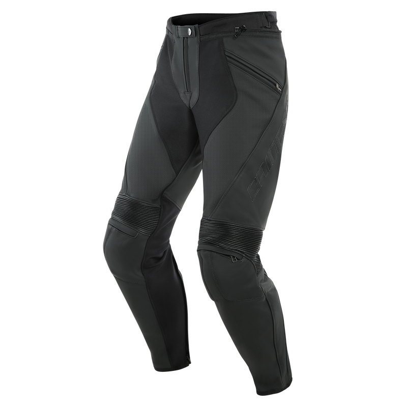 Pony 3 - Men's Motorcycle Perforated Leather Pants - Black-Matt