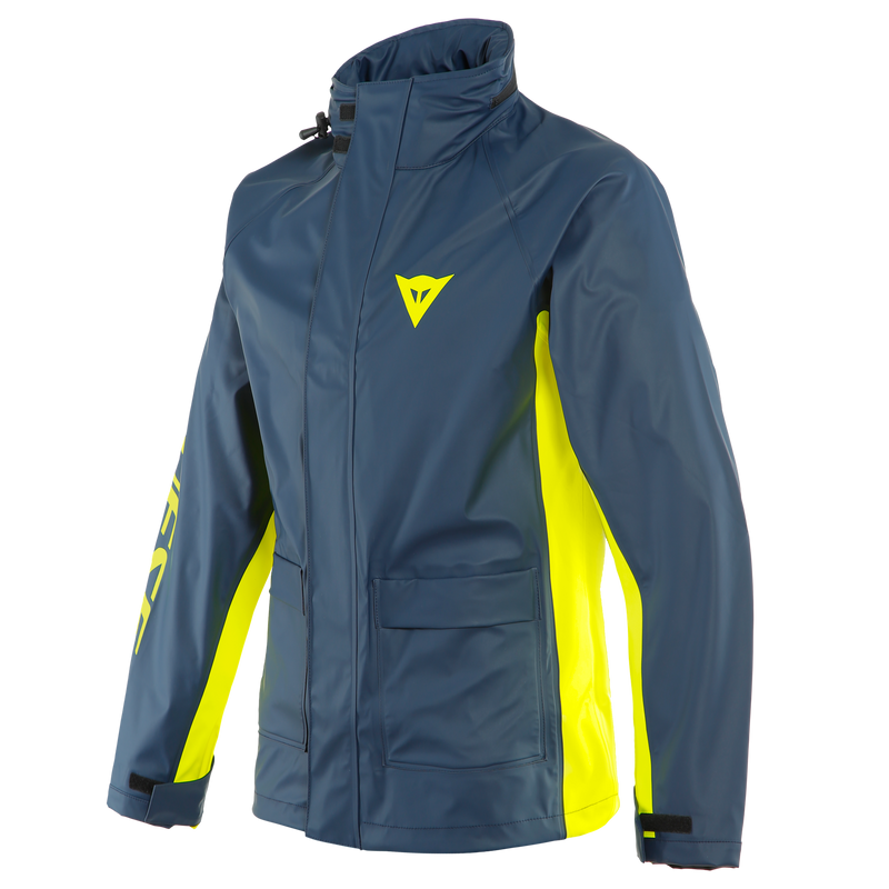 Storm 2 - Unisex Motorcycle Rain Jacket - Black-Iris/Fluo-Yellow