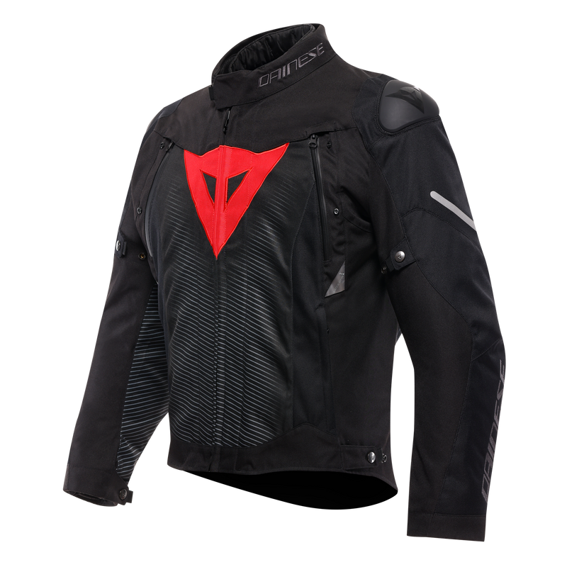 Super Sprint D-Dry - Men's Waterproof Motorcycle Jacket - Black/Black/Red-Lava