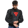 Super Sprint D-Dry - Men's Waterproof Motorcycle Jacket - Black/Black/Red-Lava