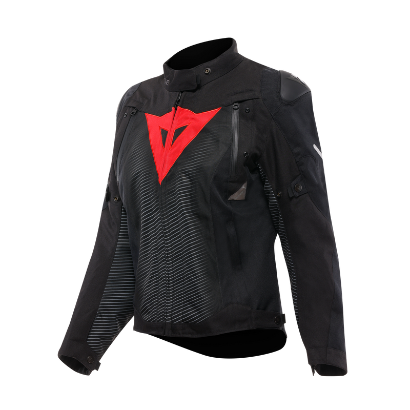 Super Sprint D-Dry - Women's Waterproof Motorcycle Jacket - Black/Black/Red-Lava