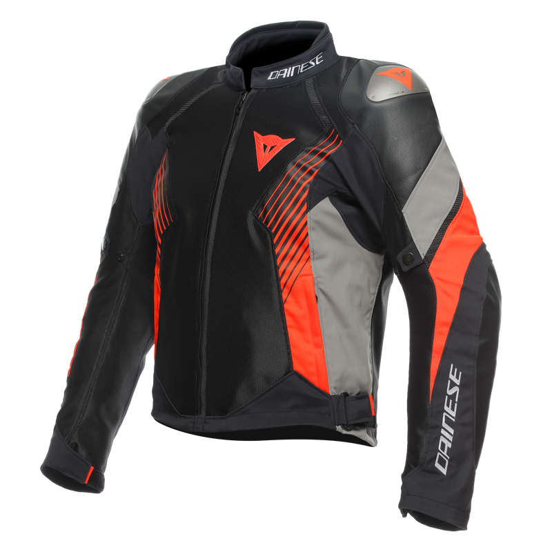 Super Rider 2 ABSOLUTESHELL™ - Men's Waterproof Motorcycle Jacket - Black/Dark-Gull-Gray/Fluo-Red