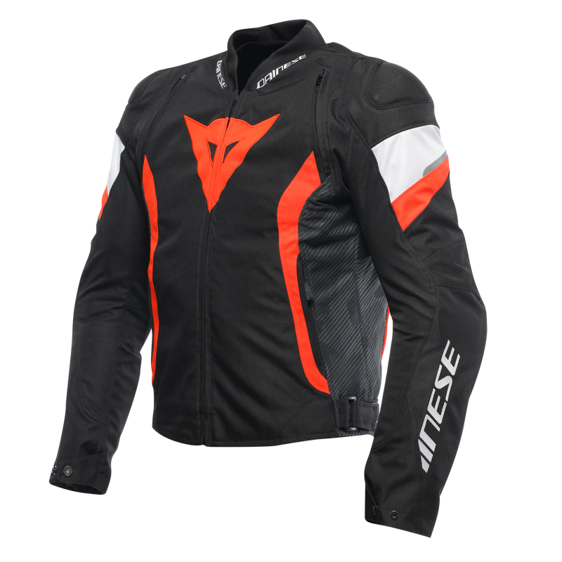 Avro 5 - Men's Fabric Motorcycle Jacket - Black/Red-Fluo/White