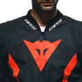 Avro 5 - Men's Fabric Motorcycle Jacket - Black/Red-Fluo/White