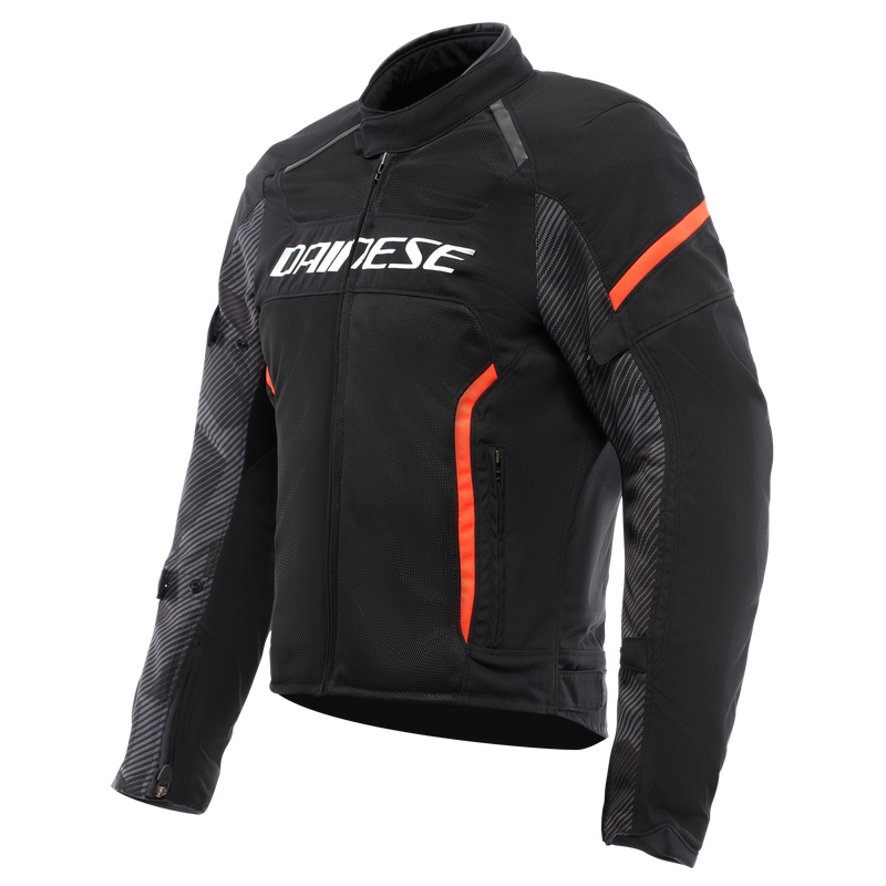 Air Frame 3 Tex - Men's Summer Motorcycle Jacket In Fabric - Black/Black/Red-Fluo