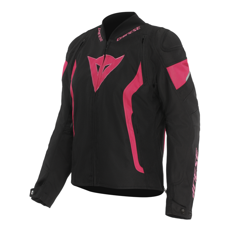 Avro 5 - Women's Fabric Motorcycle Jacket - Black/Fluo Pink