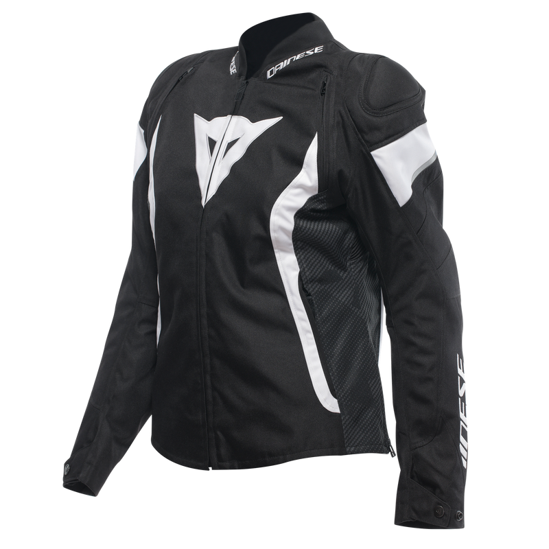 Avro 5 - Women's Fabric Motorcycle Jacket - Black/White/Black
